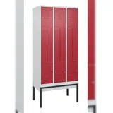 C+P Z-Spind Classic PLUS, Gestell, 6 Abteile, HxBxT 212x90x50cm, Zylinderschloss, Hellgrau/Rubinrot von PROREGAL