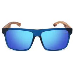 Caresse Brillenmode Sonnenbrille Holzbügel dunkelblau