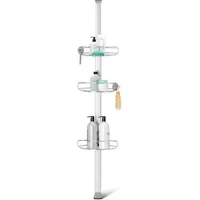 simplehuman Spann-Duschcaddy/Teleskop-Duschregal, gebürsteter Edelstahl, eloxiertes Aluminium