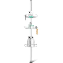 simplehuman Spann-Duschcaddy/Teleskop-Duschregal, gebürsteter Edelstahl, eloxiertes Aluminium