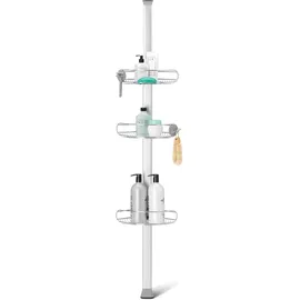 simplehuman Spann-Duschcaddy/Teleskop-Duschregal, gebürsteter Edelstahl, eloxiertes Aluminium