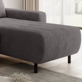 m-punkt Eckcouch Cord 2-Sitzer Grau