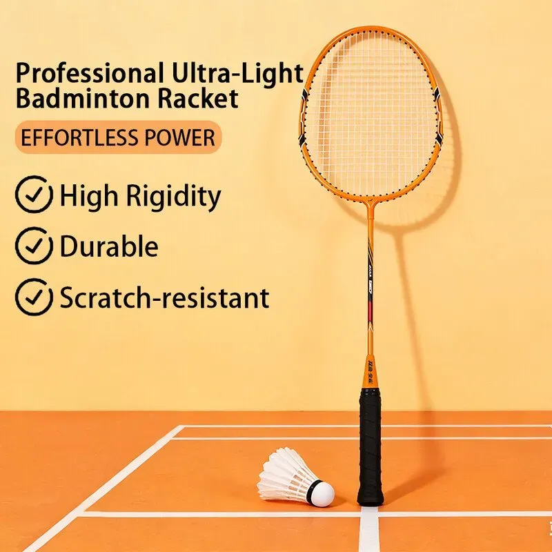 Double Fish JinQue Badminton-Schläger Doppelsatz, Orange, 1307, leicht, robust, inkl. Tasche