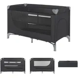 KIKKABOO Reisebett, Laufstall So Gifted 2 Ebenen Matratze, Tragetasche, Öffnung black