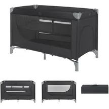 KIKKABOO Reisebett, Laufstall So Gifted 2 Ebenen Matratze, Tragetasche, Öffnung black