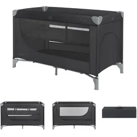 KIKKABOO Reisebett, Laufstall So Gifted 2 Ebenen Matratze, Tragetasche, Öffnung black