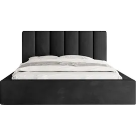 WFL GROUP Polsterbett Amira mit Bettkasten Schwarz Samt 200x200 cm