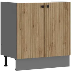Küche AVA Artisan Spülenunterschrank 80 Lamellenoptik Küchenzeile Einbauküche