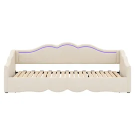 stilvora Schlafsofa Polsterbett 90 x 200 cm Holz/Metall beige