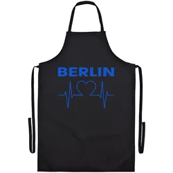 multifanshop Grillschürze - Berlin blau - Herzschlag - Druck blau - Schürze