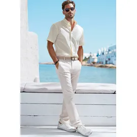 John Devin Chinohose JOHN DEVIN "regular-fit, lange Oxford Hose", Herren, Gr. 32, Länge 30, beige, Web, Obermaterial: 98% Baumwolle, 2% Elasthan, unifarben, regular fit lang, Hosen Chinohose, aus elastischer Baumwoll-Qualität, Topseller