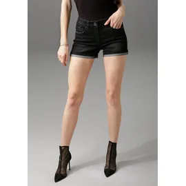 Aniston CASUAL Jeansshorts mit leichten Abriebeffekte Gr. 34 N-Gr, black, Jeans, 50282616-34 N-Gr