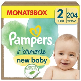 Pampers Windeln Gr.2 (4-8 kg) für Neugeborene (0-3 Monate), 204 Stück