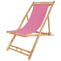 BURI Bambus Relax Liegestuhl Pink Strandstuhl Terrassenliege Gartenstuhl 60x135cm