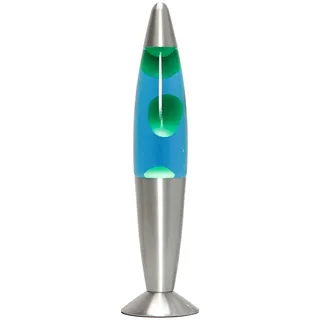 Licht-Erlebnisse Lavalampe klein 36 cm, Blau Grün dekorativ mit G9 Leuchtmittel Tischleuchte TIMMY