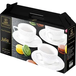 Wilmax Cappuccinotassen Set   Tassen mit Untertassen 6 Stück   Kaffeeservice