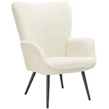 Tectake Ohrensessel Hygge Bouclé 72 x 100,5 x 76 cm Beige/Schwarz gepolstert