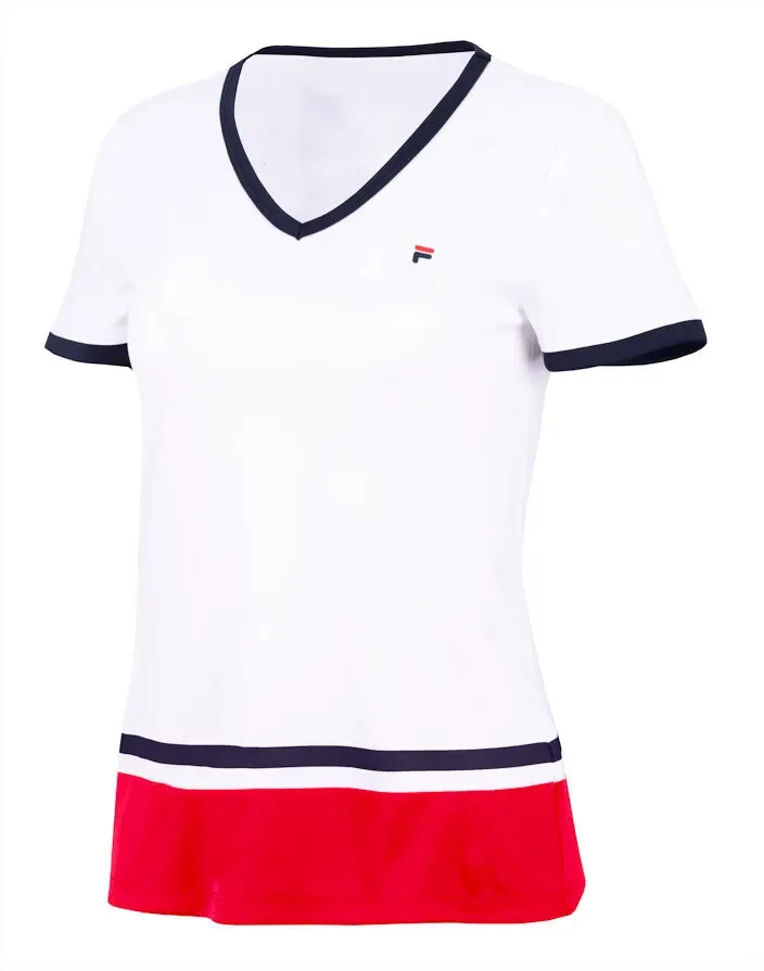 Damen T-Shirt Fila  T-Shirt Elisabeth White/Fila Red S - Weiß,Rot