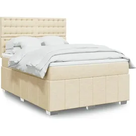 vidaXL Boxspringbett mit Matratze Creme 160x200 cm Stoff