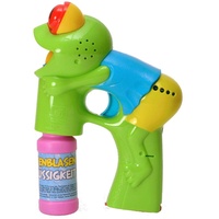 trendaffe Frosch Seifenblasenpistole mit Licht, Sound und blauem Shirt - Froggy Seifenblasen Pistole
