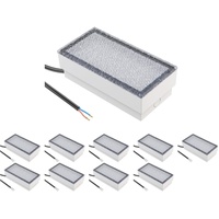 ledscom.de 10 Stück LED Pflasterstein Bodeneinbauleuchte CUS für außen, IP67, eckig, 20 x 10cm, 2,8 W, 251lm, warmweiß
