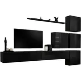 Wohnzimmerwandmöbel-set Switch Ix Design, In Glänzendem Schwarz.