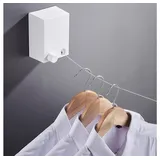 BAYLI Balkonwäschetrockner 4,2m Ausziehbare Wäscheleine Wand zu Wand, Balkon Wäschetrockner mit weiß