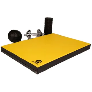 JEFlex - Gelb Schwarze Weichbodenmatte & Turnmatte 100 x 70 x 8 cm MADE IN GERMANY/KInder Gymnastikmatte/platzsparende Fitnessmatte & Yogamatte/dicke Sportmatte für Kinderzimmer