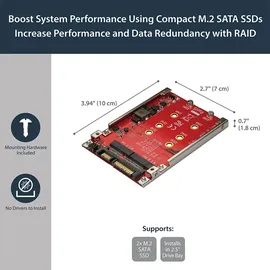 Startech StarTech.com M.2 auf SATA Adapter - Dual Slot M.2 NGFF SSD Adapter für 2,5in Laufwerke - RAID