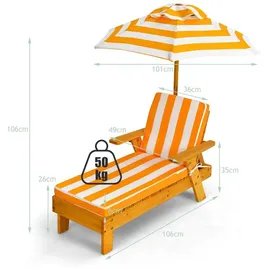 Costway Sonnenliege 92 x 49 x 106 cm Orange