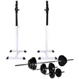 vidaXL Kniebeugen-/Langhantelständer mit Hantel-Set 30,5 kg