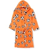 Playshoes Unisex Kinder Fleece-Bademantel Morgenmantel, orange Fußball, 122/128