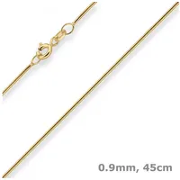 Schmuck Krone Goldkette 0,9mm Schlangenkette aus 585 Gelbgold 45cm, Gold 585 goldfarben