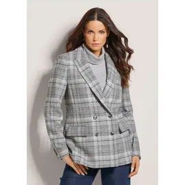 Madeleine Langer Karo-Blazer mit langem Revers in bleigrau steingrau, kariert), | Gr.: 38