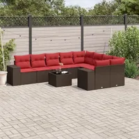 vidaXL Gartensofa-Set 10-tlg. braun