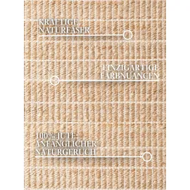 Villeroy & Boch Birka beige Natur gold), B:200cm H:6mm L:300cm, Baumwolle, Jute, Teppiche, Teppich, Jute, Natur, Wohnzimmer, Esszimmer, Schlafzimmer, Flur, Modern, Boho