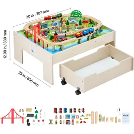 Vevor Holz Aktivitätstisch 100-teilig 3-in-1-Eisenbahntisch zum Spielen Malen Lesen Essen