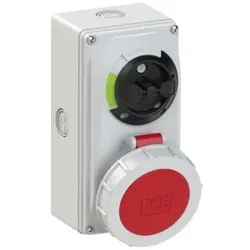 PCE 61242-6k CEE-Steckdose abschaltbar kompakt 32A 4p 6h IP66/IP67 Knock Out 612426k