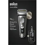 Braun Series 9 Pro Premium Rasierer Herren, Testsieger Stiftung Warentest, 4+1 Scherkopf, Elektrorasierer & Trimmer, Reinigungsstation, 60 Min Laufzeit, 9465cc, noble metal