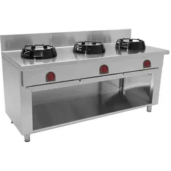 EURAST - Wok mit 3 gasflammen auf ständer - 1500x700x850 mm - 49 Kw - 321575L5