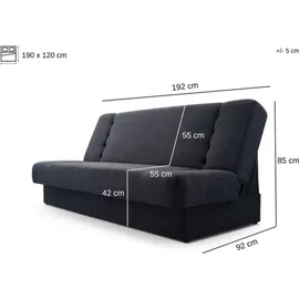 moeblo Schlafsofa CYPRUS – Sofa Kippsofa Klappsofa Click-Clack Couch für Wohnzimmer Federkern Sofagarnitur Polstersofa mit Bettkasten und Schlaf... - Beige/Weiß