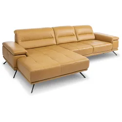 ComfortPlan Ecksofa Boston Leder Kurkuma