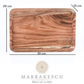 Marrakesch Orient & Mediterran Interior 2er Set Akazienholz Serviertablett Servierbrett Anea 30x20cm
