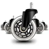 Offgridtec 5er-Set Bürostuhlrollen, Vollgummi-Rollen für Bürostühle, geeignet für Teppich- und Parkettböden, langlebige Gummirollen, schützen vor Kratzern auf Hartholzböden, 11x22 mm Pin, Transparent