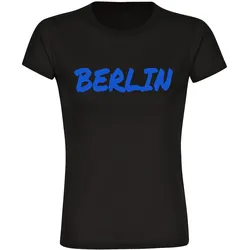 multifanshop Damen T-Shirt - Berlin blau - Textmarker - Druck blau - Frauen
