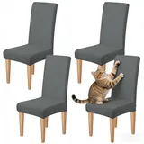 Dioxide Stuhlhussen 4er Set Stretch Stuhlhussen Schwingstühle Elastische Hussen Stuhlbezug Abnehmbarer Waschbarer Stühle Schutz für Küche Stuhlhülle Restaurant Hotel Bankett Hochzeit (Grau,4PC)