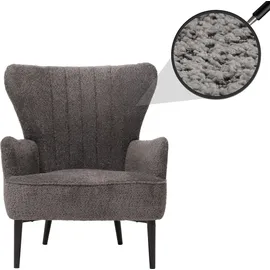 Mendler Lounge-Sessel HWC-K37 Chenille 75 x 80 x 75 cm dunkelgrau mit Kissen