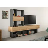 INOSIGN Wohnwand »Tyson, Breite 210 cm, besteht aus: Lowboard und Aufsatzregal«, TV-Board, TV-Möbel, Media-Möbel, Fernsehschrank, grau