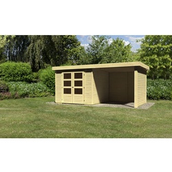 KARIBU Gartenhaus »ASKOLA 4«, Holz, BxHxT: 462 x 211 x 246 cm (Außenmaße inkl. Dachüberstand) - beige