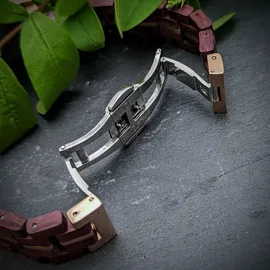 Holzwerk Germany Holzwerk BURSCHEID kleine Damen Holz Armband Uhr in lila braun, gold rot